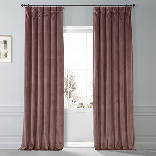 Image of HPD Half Price Drapes Signature Plush Velvet Blackout Curtains for Bedroom (1 Panel), 50W X 96L Hotel Black Out Curtains for Living Room, Thermal Insulated Blackout Curtains for Windows, Rosehip