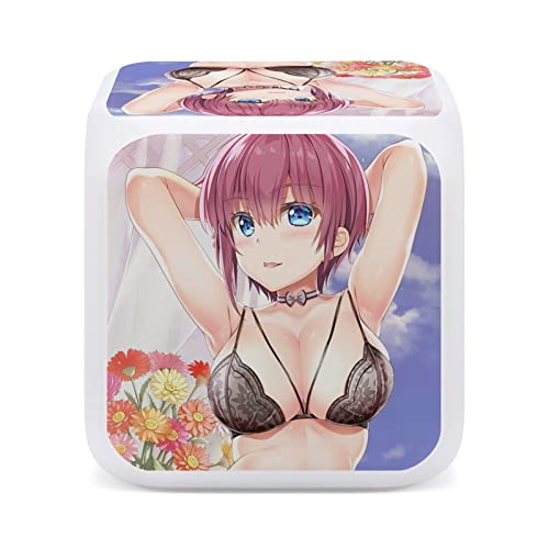 五等分の花嫁 中野一花 LED目覚まし時計 おしゃれ 表示時間 日にち 週 温度 人気 映画 ロールプレイ ベッドサイド時計 誕生日プレゼント 大人、学生、子供に適しています