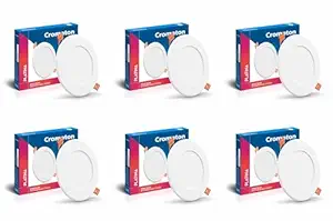 Crompton Star Slim Recessed Downlighter 15W Round Cool Day Light | Pack of 6 | False Ceiling required, Cutout 7