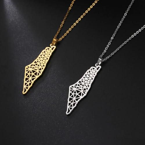 Collier Israël argent résistant pendentif carte pour peau sensible - 2