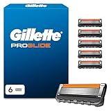 Gillette Lot De 6 Recharges De Rasoir pour Hommes Proglide, authentiques, Cartouche A 5 Lames Ultra Affutées, Nouvelle Lubrification, Bande Lubrifiante x2, Rasage du Visage Flexible