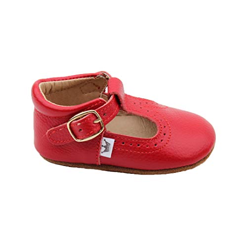 Liv & Leo T-Bars Oxford Shoes Dress Girl First Walking Crib Shoes Genuine Leather Soft Sole 0-24 Months