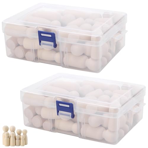 CHUENKUK Lot de 100 Figurines en Bois à Peindre - 4 Tailles (33/43/53/65mm) - Pour Artisanat, Bricolage et Décoration