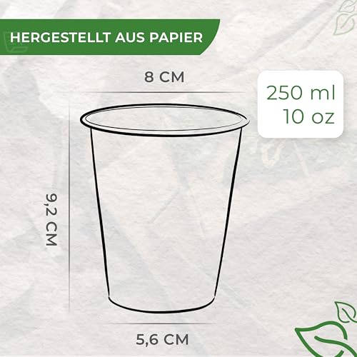 Love Nature Kaffeebecher to Go 250 ml 10 oz – Pappbecher 50 Stück – Coffee to go Becher - Einwegbecher zum Servieren von Kaffee, Tee, heißen und kalten Getränken