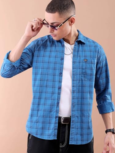 Image of The Indian Garage Co Men Slim Fit Abstract Printed Full Sleeves Spread Collar Casual Shirt