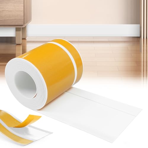 YushengTai Weiß Weichsockelleiste selbstklebend, 60mm x 20mm x 3 m PVC Sockelleiste Selbstklebend, Weich Sockelleiste Abschlussleiste, Flexible skirting Board Trim für Küche und Badezimmer (Weiß)