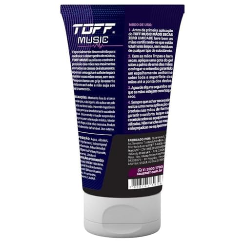TOFF Music Gel Anti Suor Secativo para Músicos, Zero Umidade, 60g
