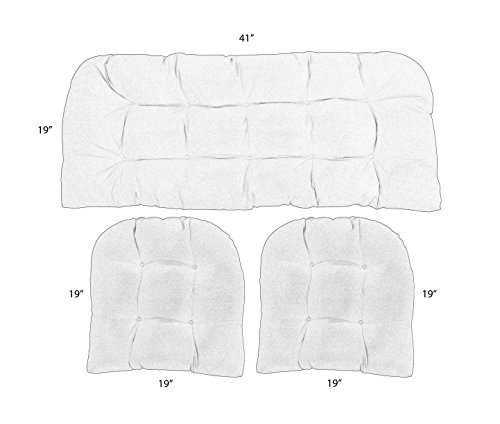 Rsh Décor Balmoral Opal - Cancun Blue And Kiwi Green Tropical Palm Leaf Cushions For Wicker Loveseat Settee & 2 Matching Chair Cushions #TOP2