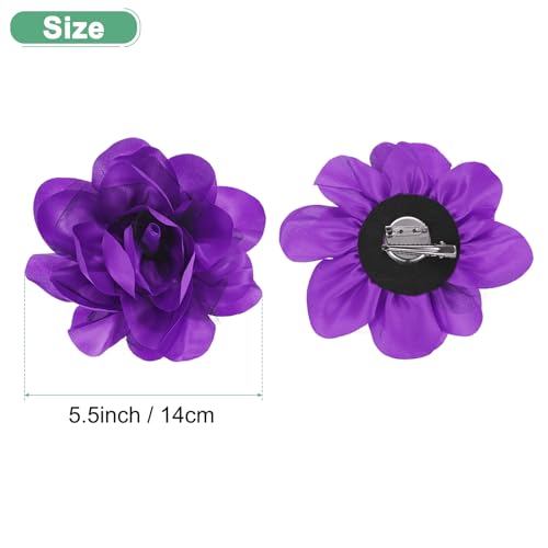 Image of M METERXITY Large Women's Brooches Lapel Pin, Lapel Pins Dainty Satin Fabric Big Camellia Flower Hair Clip Dancer Pin Up for Hats /Parties /Clothes
