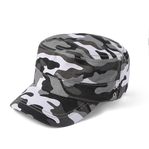 Cappello Camouflage Cappellino da Baseball Camo Cappello Militare Berretto Visiera Mimetica Esercito Cappello con Motivo Militare Mimetico Chiusura Regolabile Berretto Piatto Uomo (Tessuto, C)