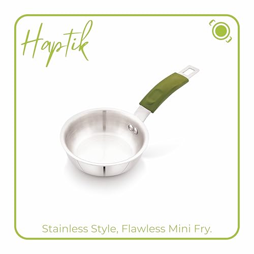 Image of The Chef Story Haptik Triply Stainless Steel Mini Frypan| 12cm-0.4L |SS304 | TUV Rheinland & BIS Certified| Gas & Induction Compatible| 5-Year Warranty | Perfect for Baby Meals & Small Portions