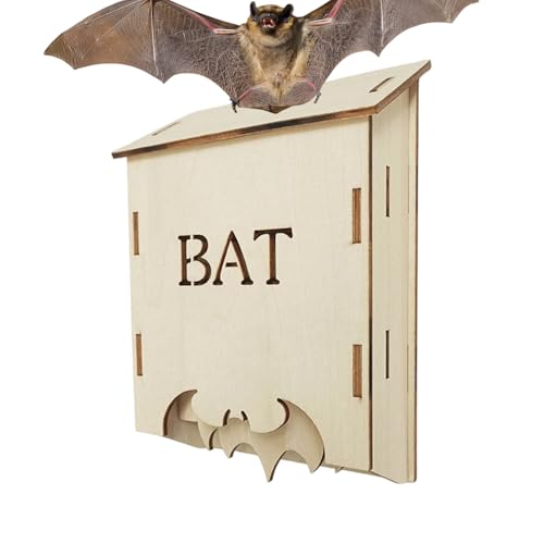 Wood Bat House, Outdoor Animal Habitat, 12x8 Inches Garden Shelter with Ventilation Design, Bat Shelter, Wildlife Habitat with Durable Build, Bats House for Backyard and Orchard