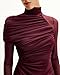 JW PEI Women's Ella Sheer Ruched Turtleneck Top - Burgundy