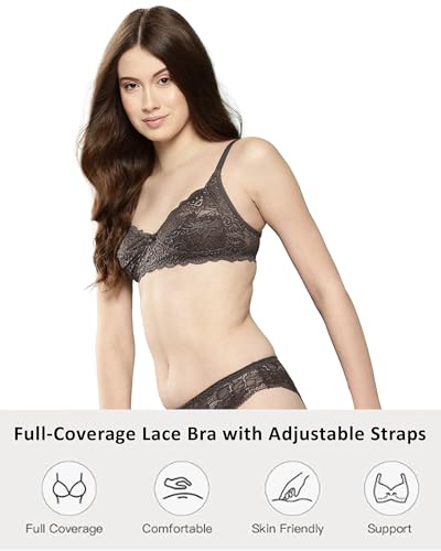Image of LEADING LADY Women Bra | Non Padded | Non Wired | Full Coverage | T-Shirt Bra | Lace Style Adjustable Straps | Every Day Bra