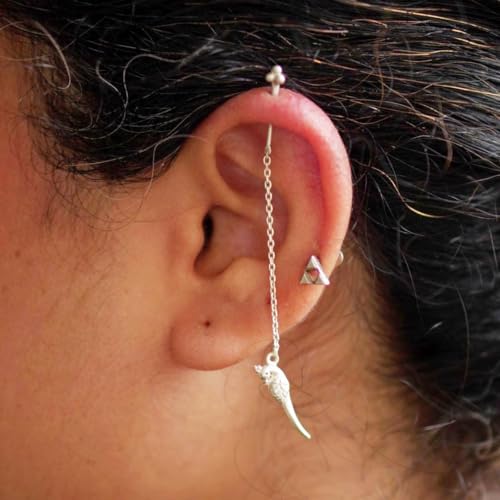Image of Quirksmith 925 Sterling Silver Bugadi Earrings /Helix Piercing Studs with 925 Stamp And Certificate Of Authenticity /Gift for women