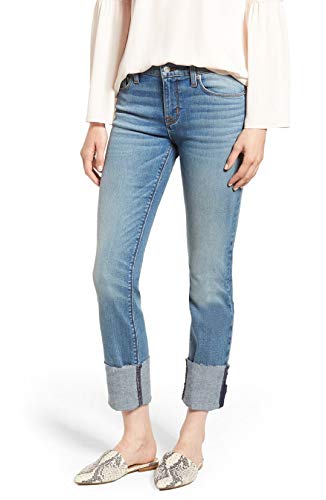 HUDSON Womens Tally Deep Cuff Cropped Jeans, Blue, 26