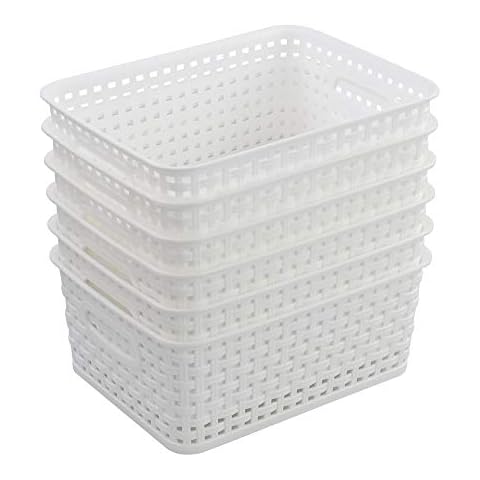 Farmoon White Plastic Basket, Small Storage Baskets, 6 Packs Cover