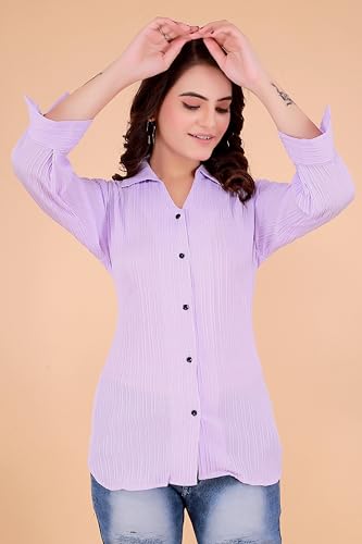 Image of ROYALICA Women Tops Womens Regular Fit Striped White Colour Cotton Blend Casual Shirt