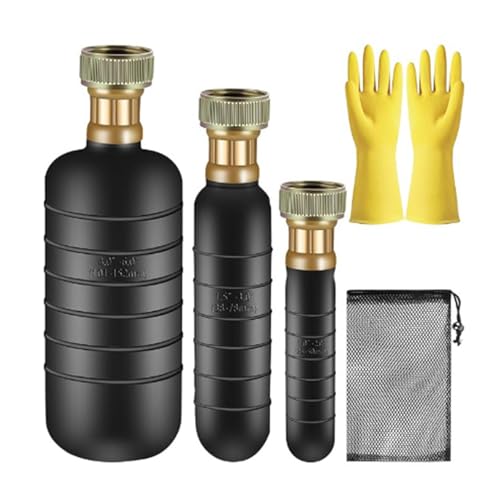 Kit de vejiga desatascadora para tuberías de 1 a 6 pulgadas, con 3 tamaños de vejigas de caucho, guantes y bolsa para fregadero, bañera, ducha y desagüe principal (caucho natural, latón) miniatura 1
