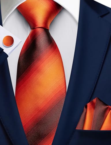 Image of Barry.Wang Plaid Ties Checkered Mens Silk Necktie Handkerchief Cufflinks