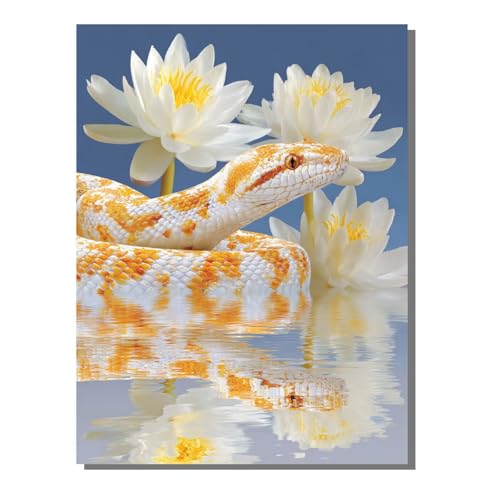 5D Diamond Painting, Serpiente Flor Pintura de Diamante, Cuadrado Taladro Completo DIY Diamante Painting, Gemas Artesanía kit de Arte de Mosaico, Ideal Principiantes Niños Regalos 30x40 cm SYLF643