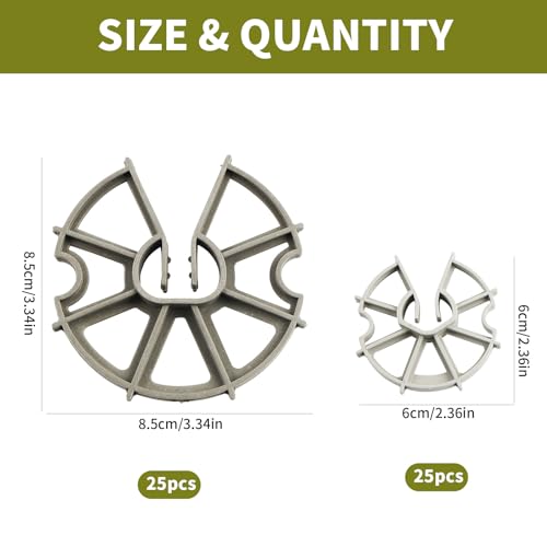 50 Stück Bewehrung Keilen 60mm-85mm, Abstandhalter Senkrechte Bewehrung, Sternchen Abstandhalter, Bewehrung Keilen für Bewehrungsstahl, Betonstahl, Moniereisen, Baustelle