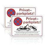 Privatparkplatz Schild 30x20cm,Warnschild mit Abschlepphinweis, Reflektierende Aluminiumplatte, UV-beständig & Rostfrei, Für private Grundstücke Garten, Gewerbe & Wohnanlagen(2 Stück)