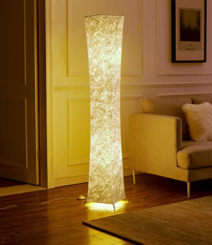 Chiphy Floor Lamp, 64'' Tall Standing Lamp,10 Levels Dimmable And Adjustable Color Temperature 12Wx2 Led Bulbs, W/Remote Control & White Fabric Shade, Modern For Living Room, Bedroom, Kids Room #TOP7