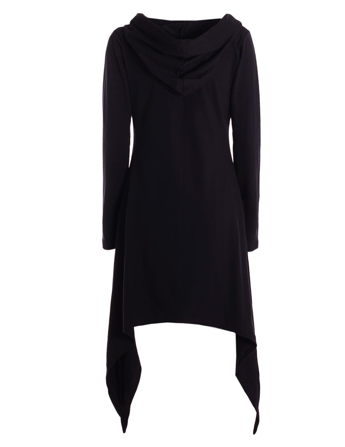 Vishes Zipfeljacke Asymmetrischer Boho Cardigan mit Kapuze und Holzknöpfen aus Baumwolle - Alternative Bekleidung