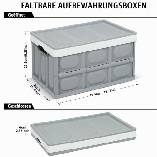 2 Stück Faltbare Aufbewahrungsbehälter mit Deckel Kisten Kunststoff Klappbox Transportbox Container 30L Lagerbehälter Für Kleidung, Bücher… – Ansicht 4