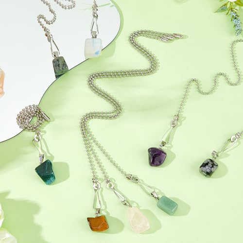 Image of DICOSMETIC 8Pcs Natural Gemstone Ceiling Fan Pull Chains Extension 17 Inch Decorative Fan Pull Chain Extenders Light Pulls String Extension Ball Chain Extender Ornament for Fans Wall Lamp Home Decor