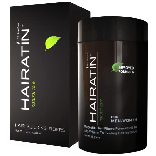 HAIRATIN - Fibras de construcción para el adelgazamiento del cabello, negro, 28 g - Logra resultados más completos y de aspecto natural, oculta instantáneamente la pérdida de cabello en 10 segundos,