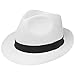 Produktbild Lipodo White City Trilby Damen/Herren - Hut aus 100% Papierstroh - Sonnenhut in S, M, L, XL - Made in Italy - Strohhut in Weiß mit Ripsband - Frühjahr/Sommer weiß S (54-55 cm)