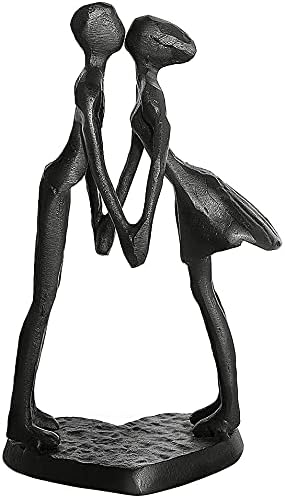 Affectionate Couple Art Iron Sculpture, Passionate Love Figurine Statue Romantic Metal Ornament Home & Office Decoration