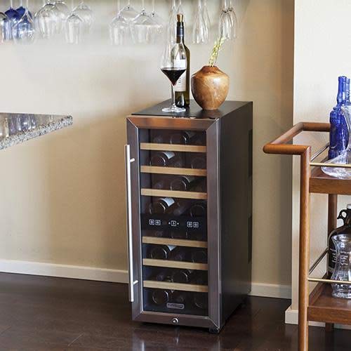 Koldfront TWR247ESS 24 Bottle Free Standing Dual Zone Wine Cooler - Black and Stainless Steel