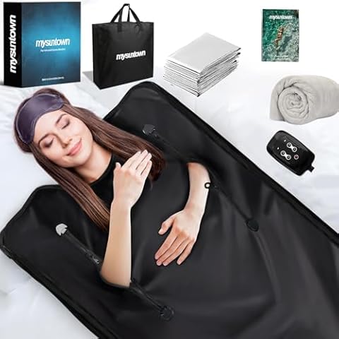 mysuntown Infrared Sauna Blanket for Detoxification，Portable Sauna Blanket for Home use,Low EMF，86-158℉,20-60 Minutes Timer,6.23ft x 2.95ft Cover