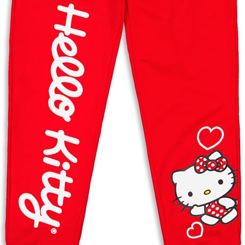 Image of Hello Kitty Sanrio Girls 2 Pack Fleece Pants for Toddler and Big Kids Red /Grey