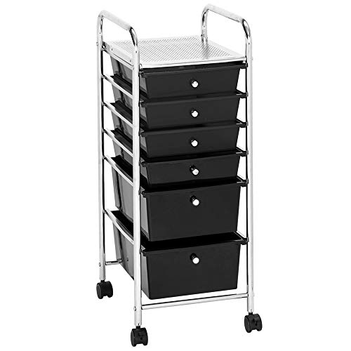 Storage Drawers Organization and Storage Teacher Supplies Black 6-Drawer Rolling Storage Cart Craft Organizer