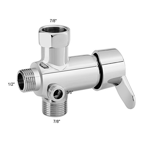 Toilet Bidet Diverter, Hot/Cold Water Diverter Valve Brass Plating Flexible Hose Kit with T Shape Adapter Shower System Component Replacement Part