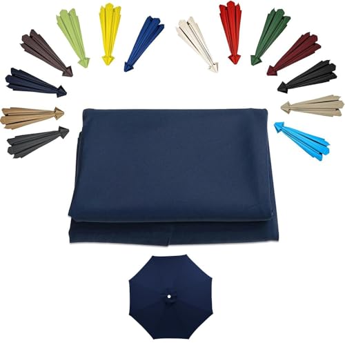 Toldo de repuesto para sombrilla redonda de 2 m, 2,7 m, 3 m, 8 varillas, para patio y playa, duradero, color azul marino, cubierta de repuesto