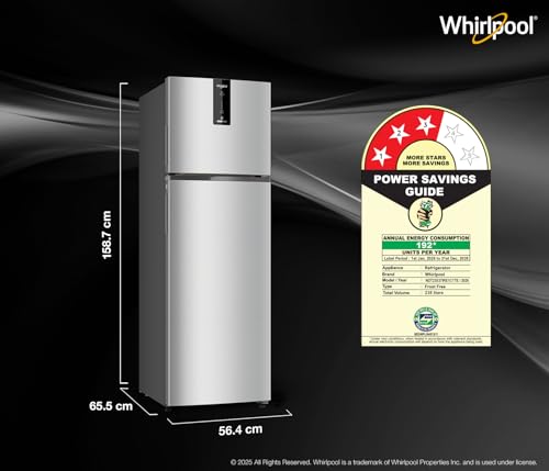Whirlpool 235 L 3 Star Frost-free inverter Double Door Refrigerator (IF INV 278 LUNAR STEEL(3S) CONV-Y, 2026 Model) 10 41lOKNyWv+L
