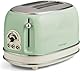 Ariete Vintage 155, 2-Scheiben-Toaster, Retro Toaster mit 6 Toaststufen, Automatischer Auswurf, Auftaufunktion, Herausnehmbares Krümelfach, Gehäuse aus Edelstahl, mit Sandwichzangen, 810W, Vert