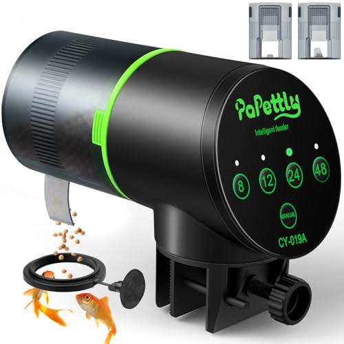 Automatic Fish Feeder for Aquarium, Auto Fish Food Dispenser with Timer and Feeding Ring, Moisture-Proof, Smart Fish Tank Vacation Feeder with 2 AAA Batteries