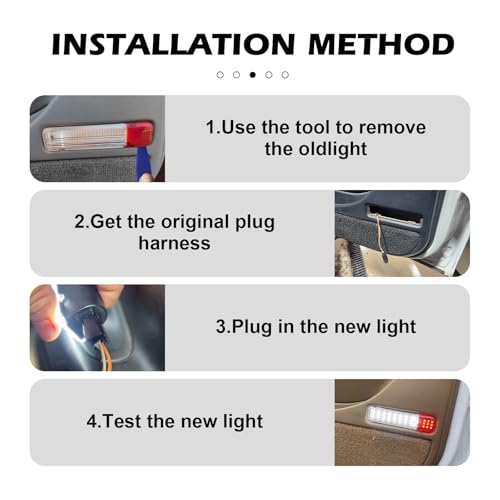 2 luces LED interiores para puerta de auto, blancas y rojas miniatura 5