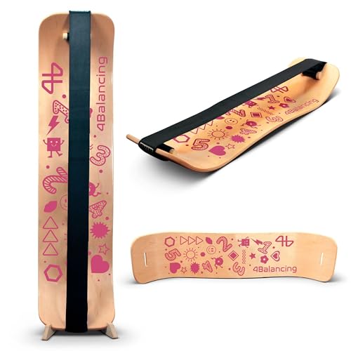 Image of Balance Board for Kids - Slackline Wooden Wobble Board | Balance Trainer for Coordination, Training for Skateboard, Snowboard, Football, Soccer, Baseball, Basketball
