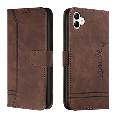 Asdsinfor Samsung Galaxy A04E Case,Samsung A04E Wallet Case,Credit Cards Holder Kickstand Shockproof Flip Magnetic Protection Men Women Lady Phone Case for Galaxy A04E Brown HX3