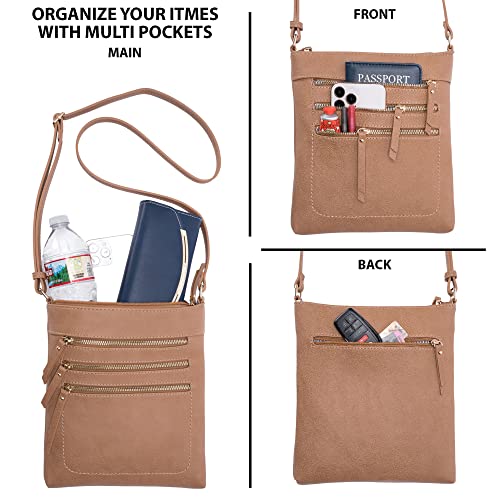 Image of Solene Crossbody Bag Functional Multi Pocket Messenger Purse Top Zip Closure Shoulder Handbag With Adjustable Strap