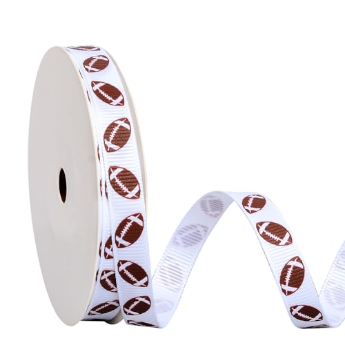 YAMA Football Ribbon 3/8 inch 10 Yards Grosgrain Sports Ribbon for Crafts Hair Bows Gift Wrapping Team Party Decoration
