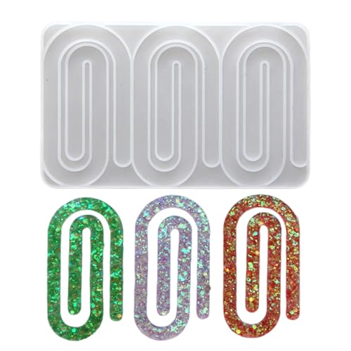 Moldes de silicona con clip de papel, molde de forma de clip, 4,02 x 2,17 pulgadas, suministros de fundición de joyas flexibles, seguridad alimentaria para chocolate, postres, tartas de refrigerador