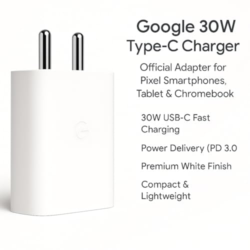 Image of 30W PD 3.0 Type C Fast Charger Adapter Compatible with Google Pixel 9a /9 /Pro /Xl /Fold, Pixel 8a /8 /7a,7 /6a /6 /5 /4 /Chromebook, Pad /Tablet, 30w USB C Quick Charging Support Rapidly for Pixel Phones, White